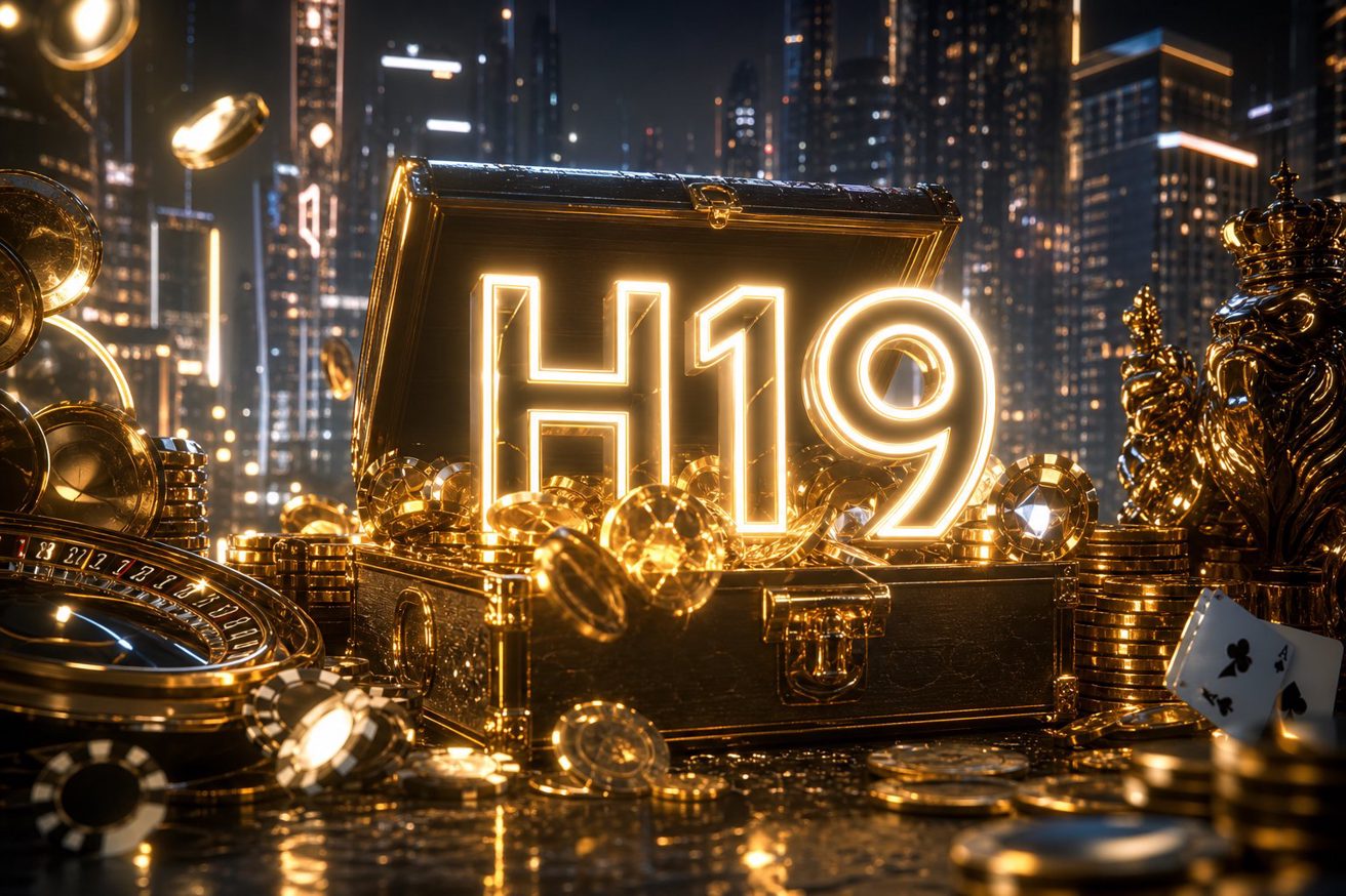 Tampilan antarmuka Mahjong Wins di H19 dengan meja permainan dan ikon acara berhadiah